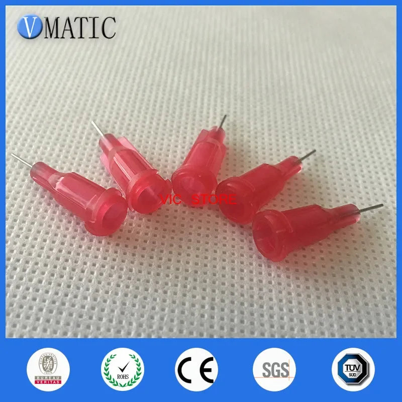 Free Shipping 100Pcs/Lot 25G 1/4'' Inch Stainless Steel Tip Dispensing Screw Needles Red Color Syringe Needle Tips