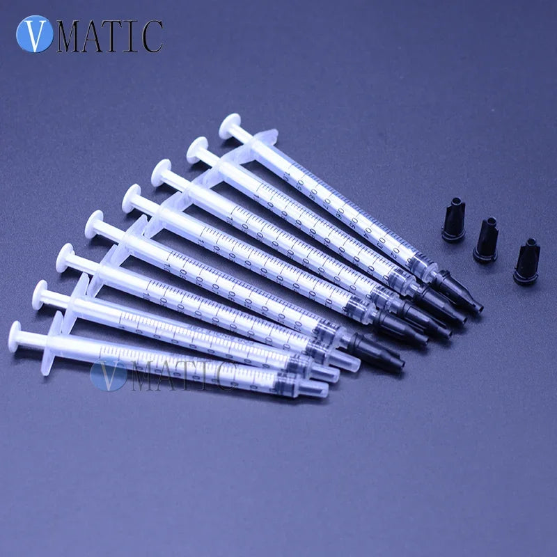 Free Shipping 10 pcs Dispensing Syringes 1cc 1ml Plastic Syringe With Black Tip Cap