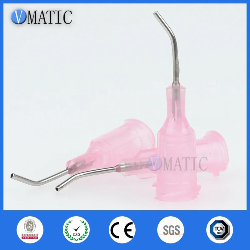 Free Shipping 100Pcs 20G Pink 0.5'' Length 45 Degree Bent Dispensing Needle Tips Blunt Stainless Steel Dispenser Needle 1/2 Inch