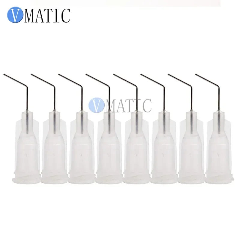 Free Shipping 27G Clear 0.5'' Length 45 Degree Bend Bent Dispensing Needle Tips Blunt Stainless Steel Dispenser Needles 1/2 Inch