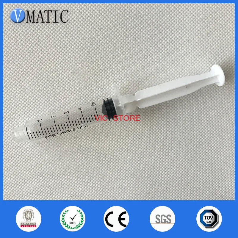 Free Shipping Non Sterilized Glue Dispensing Manual Plastic Syringes 5cc / 5ml 10Pcs With Tip Caps / Stopper