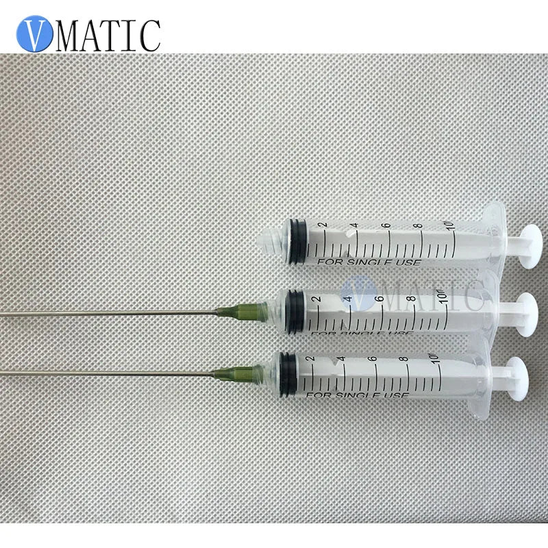 Free Shipping 10ml/10cc Luer Lock Dispensing Syringes With 14G Blunt Tip Fill Needles 9.5Cm Tubing Length