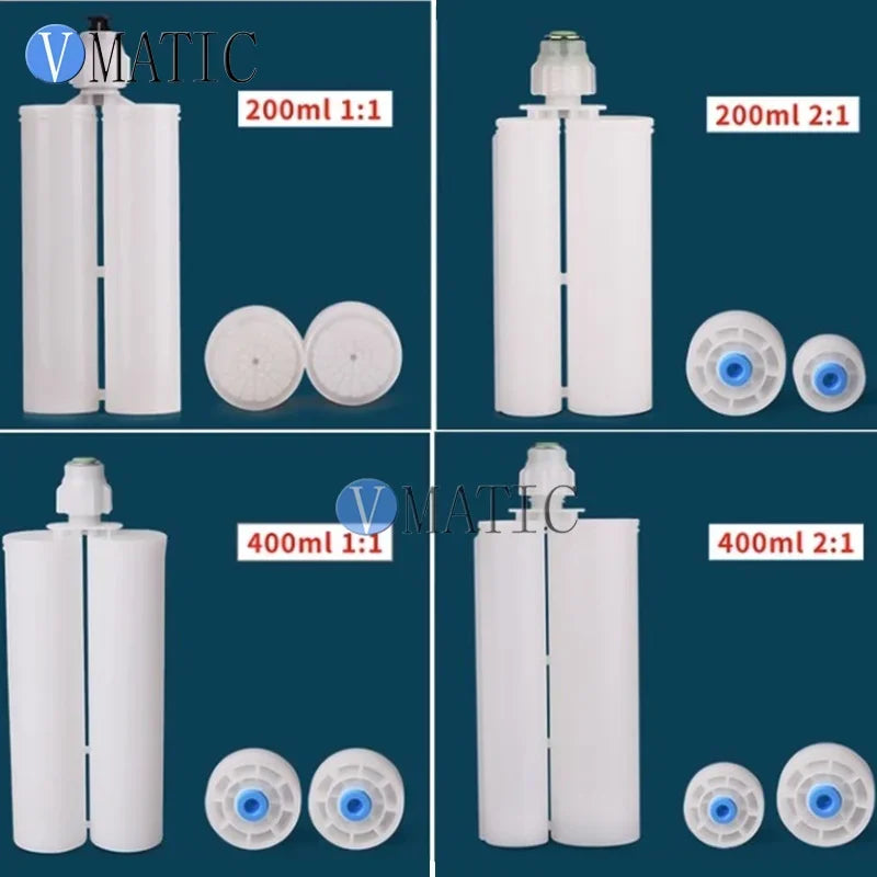 Free Shipping High Quality 200 345 400 450 600 Ml Dual Epoxy Cartridge 1:1 2:1 10:1 Ratio Air Compressor Pipe With Pistons & Cap