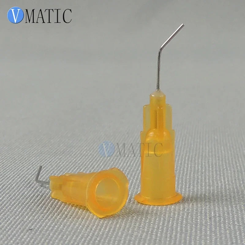 Free Shipping 100 Pcs 0.5'' 13mm Length 45 Degree Bent Adhesive Glue Fluid Dispensing Dispenser Needle 1/2 Inch