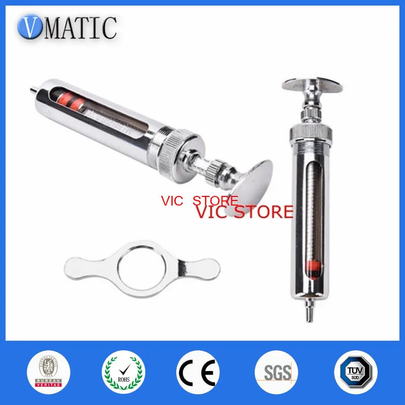 High Quality Well Made 20cc ml Stainless Steel Metal Syringe