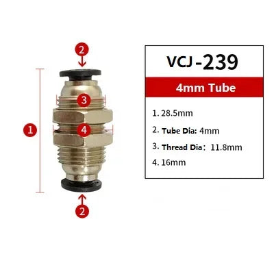 M4M6M8M10/M12 Threaded Tube To Tube Pipe Pneumatic Fitting Connector