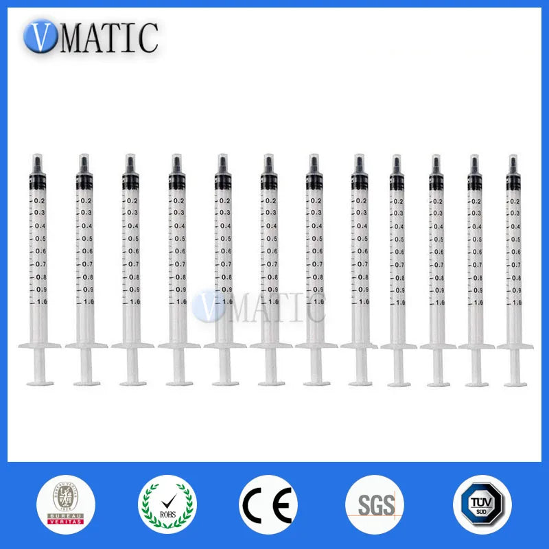 High Quality 50Pcs 1ml/1cc Dispensing Plastic Liquid Dispenser Syringe Industrial Manual Syringe