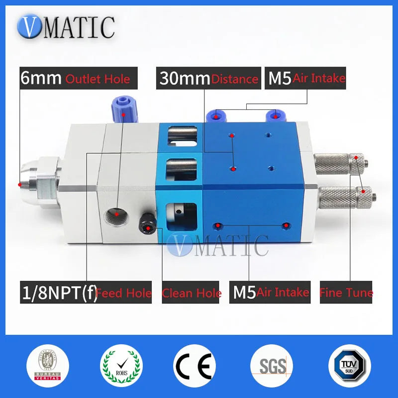 High Quality Dual Fluid Large Flow Dispensing Valve Double Acting Cylinder Glue/ Liquid Dispenser