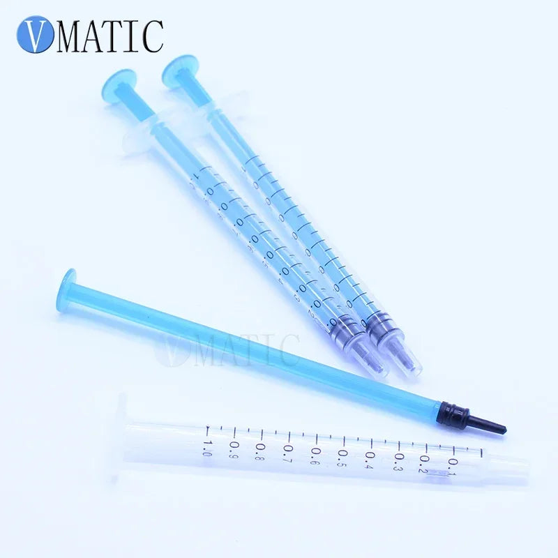Industrial 1ml Syringe 10PCS/Lot with Red Tip Caps Dispensing for Epoxy, Silicone & UV Resin