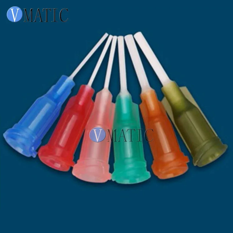‌100Pcs PP Flexible Dispensing Needles 14-25G Mix | 1/2'' Length Multi-Size / Cosmetics (Anti-Clog) Free Shipping & Trade Assura