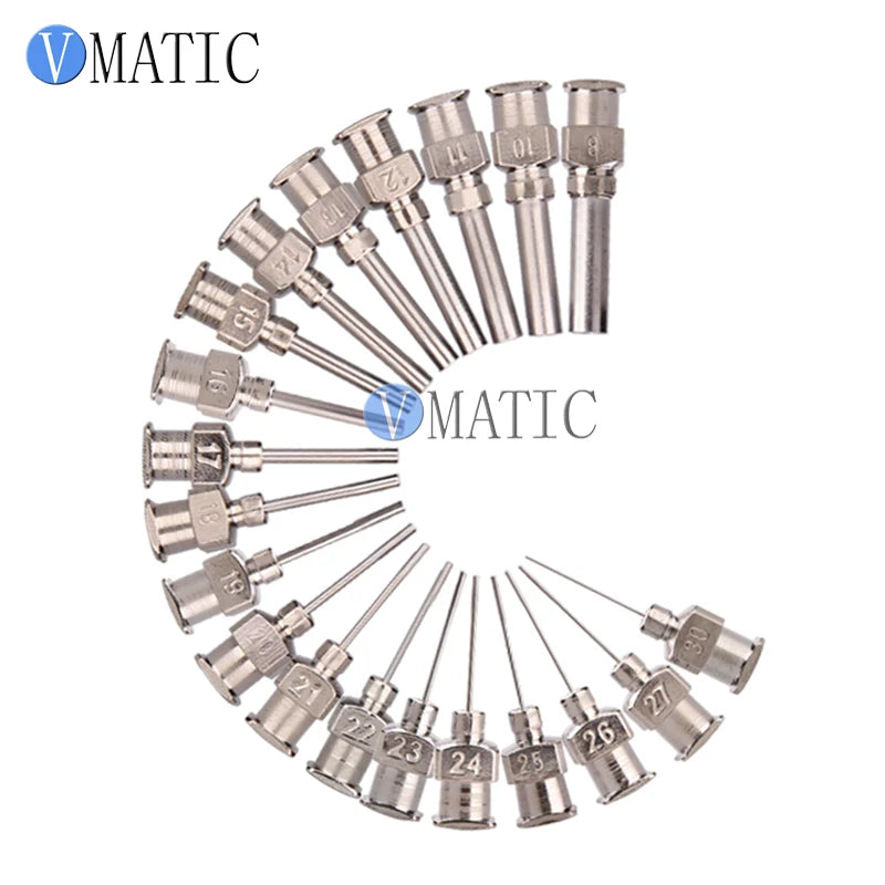 High Quality 12Pcs Precision All Metal Needle Tips Blunt Stainless Steel Dispensing Needles Glue Syringe Needle Tips 1/2 Inch
