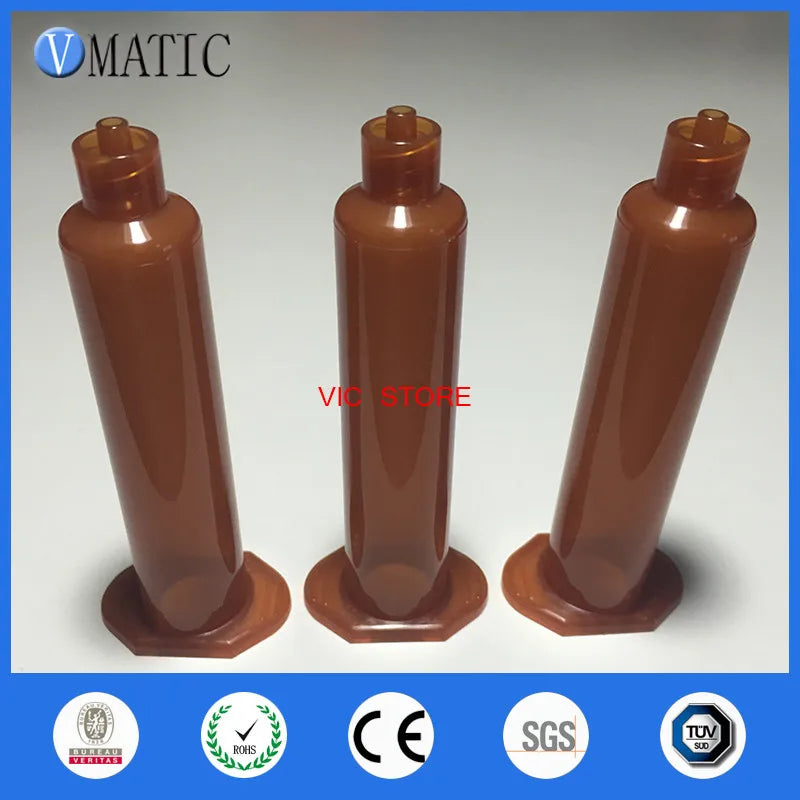 Free Shipping 10cc/ml US Style Glue Dispensing Pneumatic Amber Syringe With Piston Plastic Dispenser Syringes