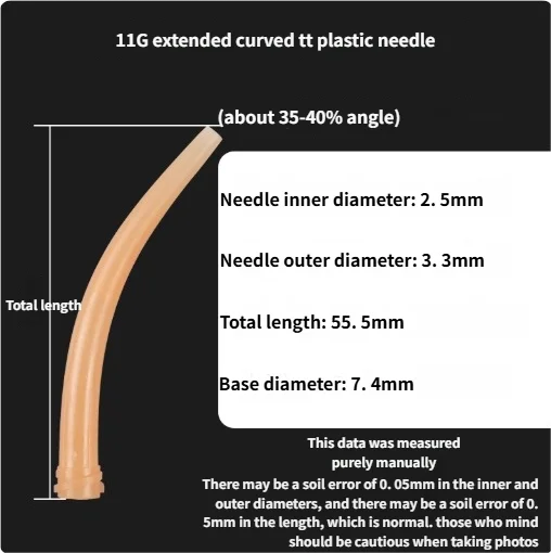 All Plastic Bendable Luer Lock Tips, 10G to 20G Extra Long Curved Dispensing Needles, Ox Horn Design TT Nozzles x 50pcs