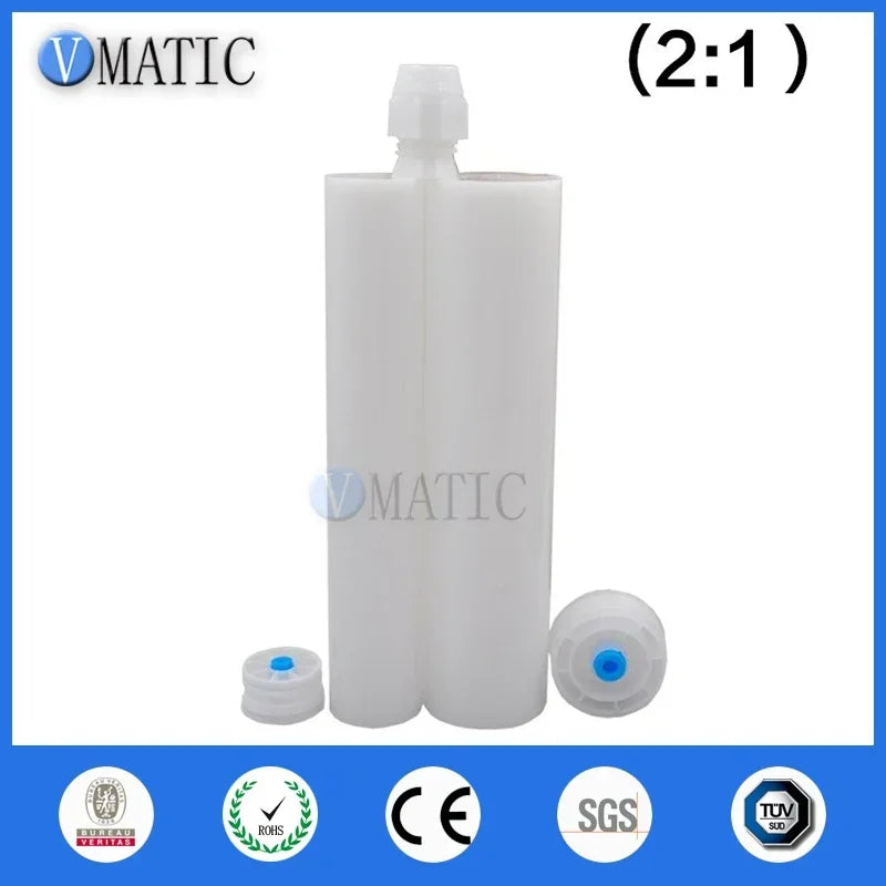 Qulity Plastic Two Component AB Glue Mixing Cartridge 450 Ml Cc 2:1 Ratio With Piston & Static Mixer