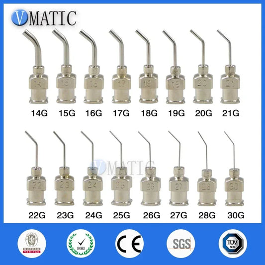 Free Shipping 12 Pcs 10 - 30G 45 Degree Bent 1/2 Inch Stainless Steel Glue Fluid Liquid Dispensing Blunt Needle