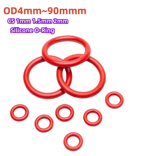 CS1mm 2mm 2.4mm Red Silicone O Ring Thickness Washers Gasket Food Grade Sealing Waterproof Insulated Rubber Silicon o-rings