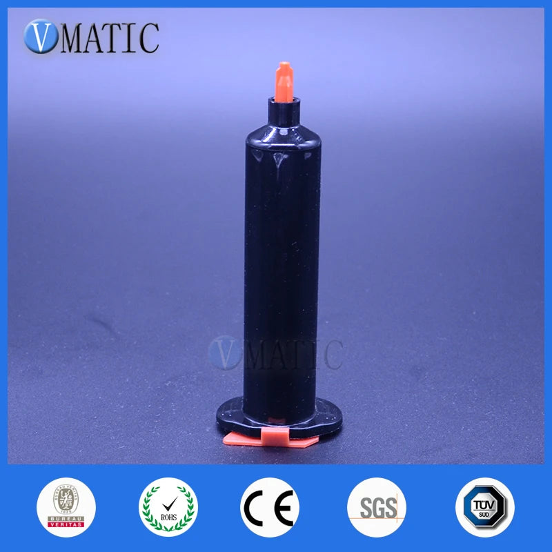 Free Shipping Wholesale 500 Sets US Style Plastic Dispenser Pneumatic Syringe 30 Cc / Ml Black Barrel With Tip Stopper & Piston