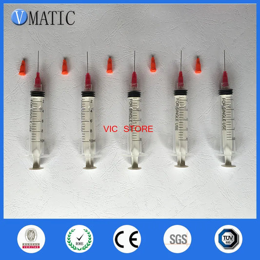 Free Shipping Non Sterilized 2023 Factory Price 5Pcs 10cc/ml Plastic Manual Syringe With 1 Inch Dispensing Needle 25G & Stopper