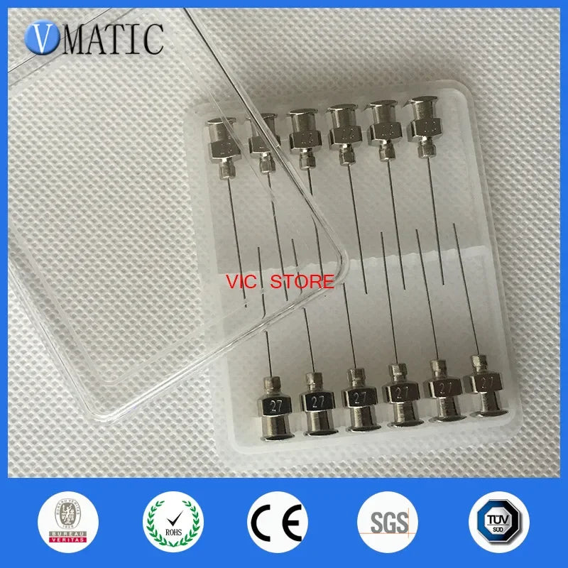 Free Shipping 12 Pcs 1 Inch Length 27G Blunt Stainless Steel Dispensing Glue Dispenser Syringe Needle Tips