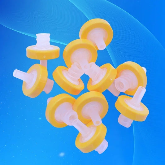 ‌0.22μm Non Sterile Syringe Filter | 13mm Yellow PES Membrane for HPLC & Bacterial Removal (100-Pcs)‌