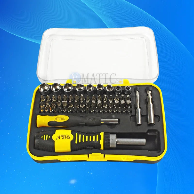 ‌65-Piece Chrome Vanadium Ratchet Set | Magnetic Socket Kit for Electronics Repair & Car Maintenance