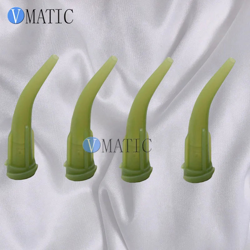 Free Shipping 100pcs TT Tapered Plastic Bent Dispensing Needle Tips 14G Olive Color Plastic Needles