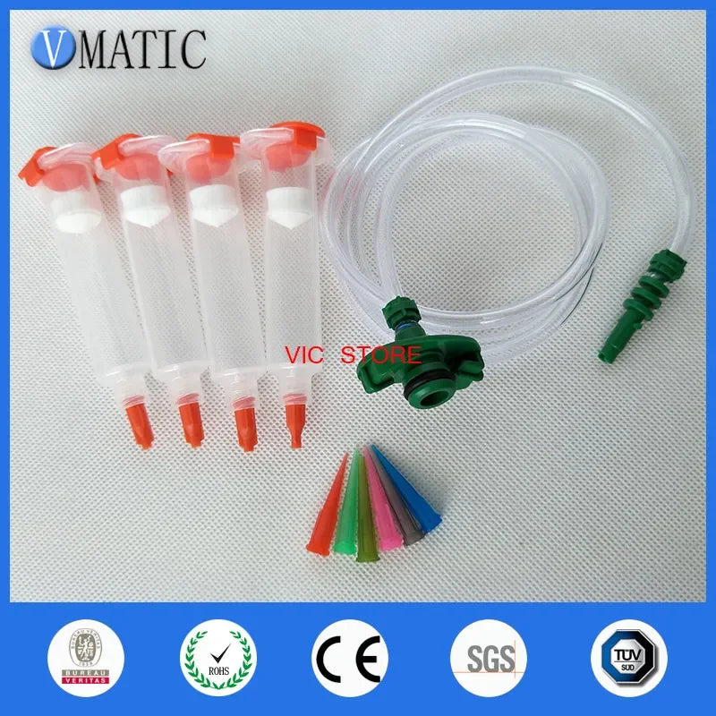 Free Shipping 30cc/ml Liquid Dispenser Solder Paste Adhesive Glue Pneumatic Syringe + Barrel Adapter +Dispensing Needle Set