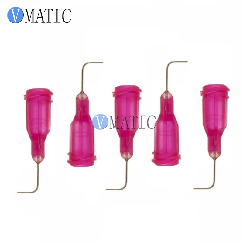 Free Shipping 100Pcs 25G Red 0.5" Tube Length 90 Degree Bent Dispenser Glue Needle 1/2 Inch