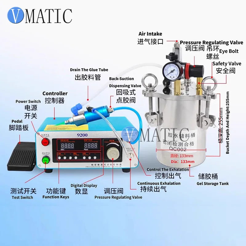 Automatic Precision Dispensing Machine Single Component Manual Gluing Equipment with Stainless Steel Glue Barrel & Plunger Valve