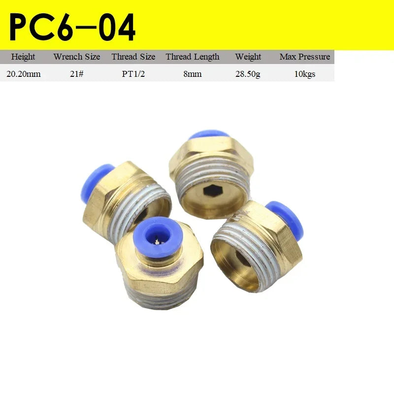5pcs Fast Twist Pneumatic 6mm 8mm 10mm 12mm Tube To PC4PC6PC8PC10PC12-M5 Male Thread Stainless Steel Pipe Fittings Connector