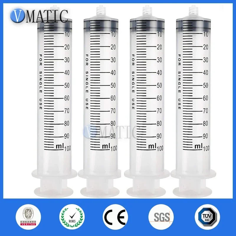 Free Shipping 12Pcs Safety Plastic Manual Dispensing Syringe 100cc/ml