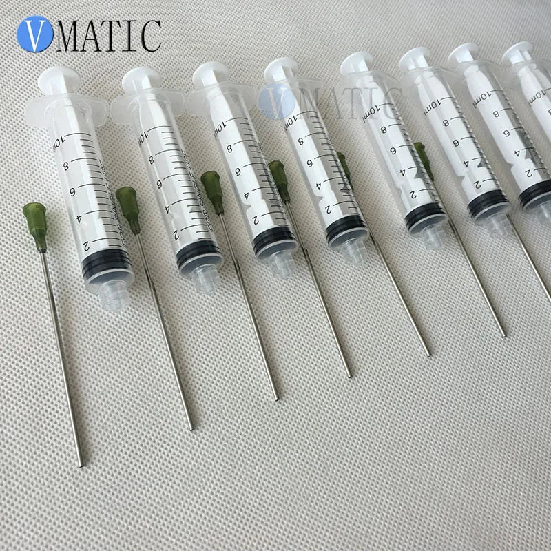 Free Shipping 10ml/10cc Luer Lock Dispensing Syringes With 14G Blunt Tip Fill Needles 9.5Cm Tubing Length