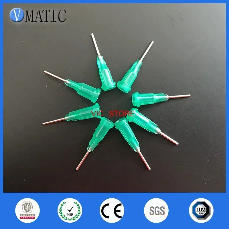 Industrial Precision Applicator Tips 18G ▶ 0.5"（12.7mm）Luminescent Green Polymer ▏100pcs/Bag  ≤0.08μL Residual