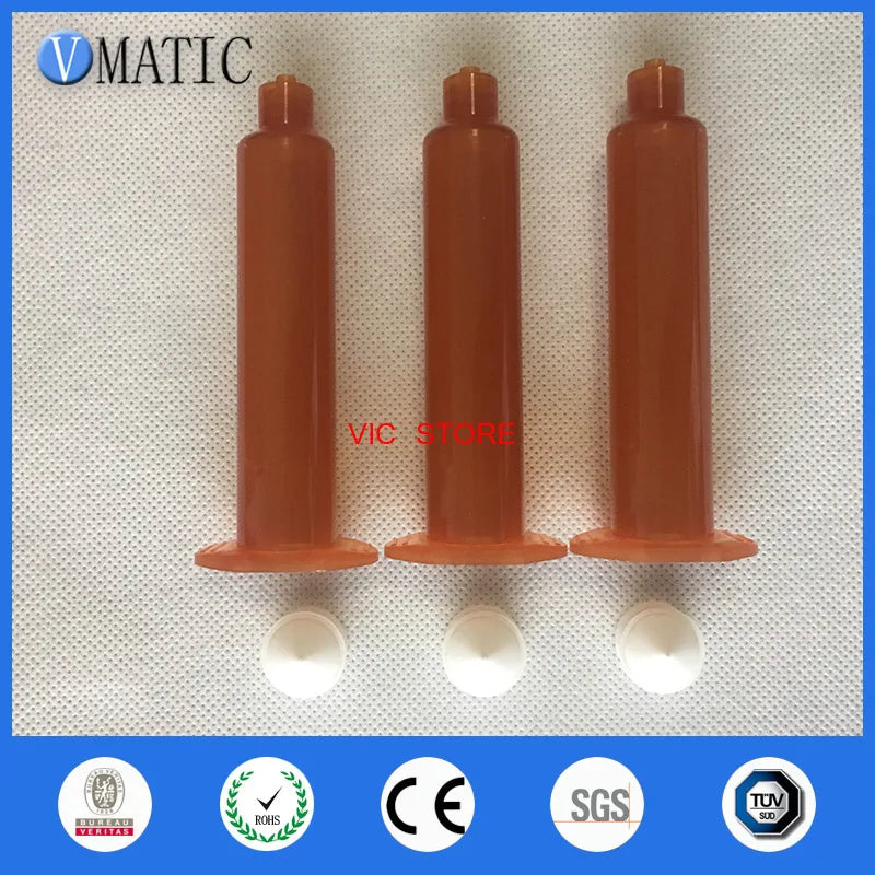 High Quality 10cc/ml US Style Glue Dispensing Pneumatic Amber Syringe With Piston Plastic Dispenser Syringes