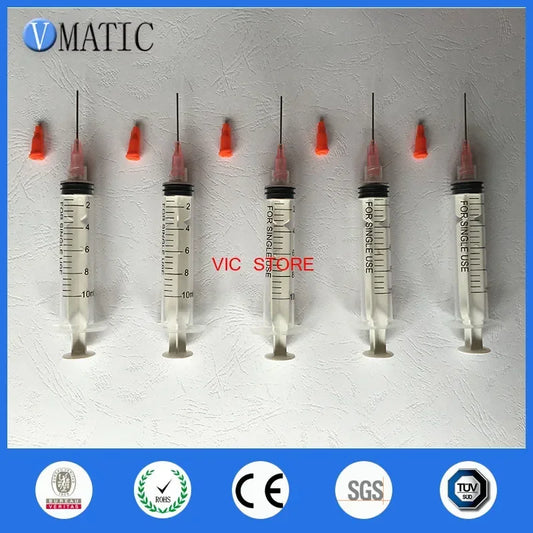 Free Shipping Non Sterilized Refilling 10 Ml/Cc Manual Plastic Syringe With 1 Inch Blunt Tip Dispensing Needle 20G & Stopper