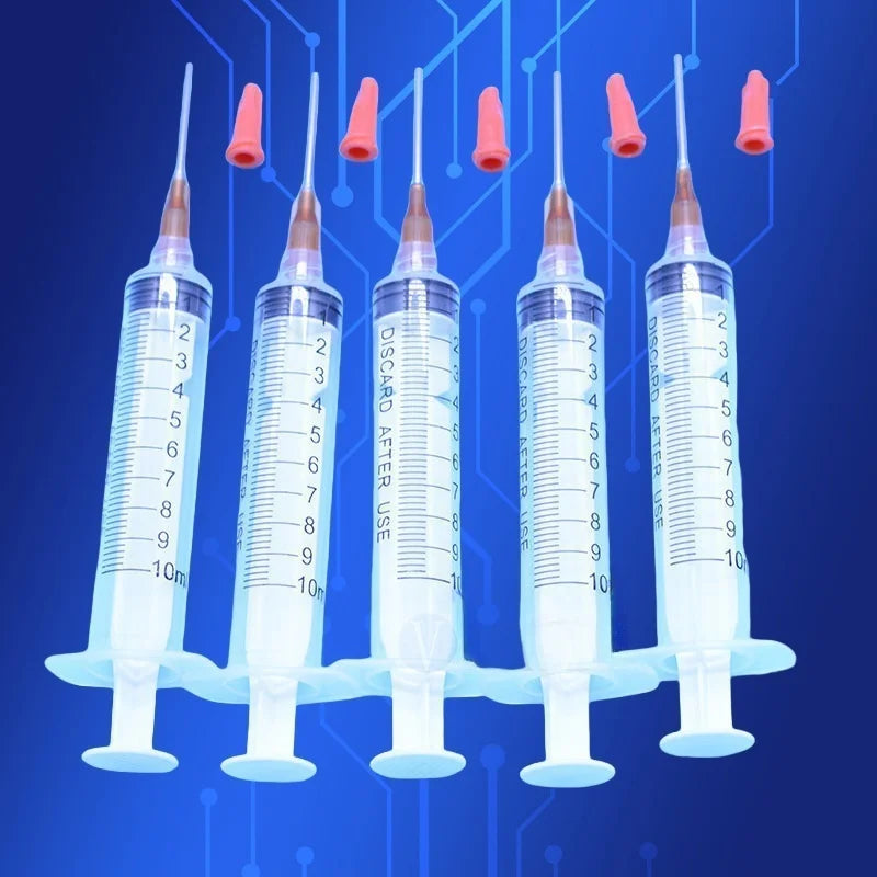 ‌10ml Liquid Dispenser Syringe Kit | 15G Precision Tip for Solder Paste/Adhesive Glue (Leak-Proof Cap + 1" Needle)‌