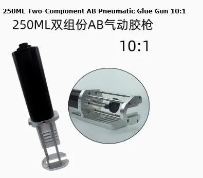 Large Bore Pneumatic AB Dispenser Gun - High Capacity (200-490ml) for Dual Cartridge Glues, Various Mix Ratios