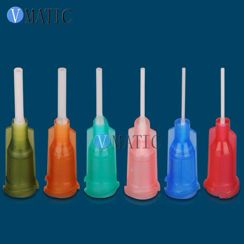 ‌100Pcs PP Flexible Dispensing Needles 14-25G Mix | 1/2'' Length Multi-Size / Cosmetics (Anti-Clog) Free Shipping & Trade Assura