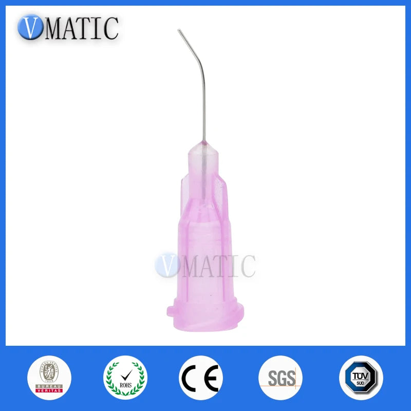 Free Shipping Non Sterilized 100Pc 30G Lavender 0.5'' Tubing 45 Degree Dispense Needle 1/2 Inch