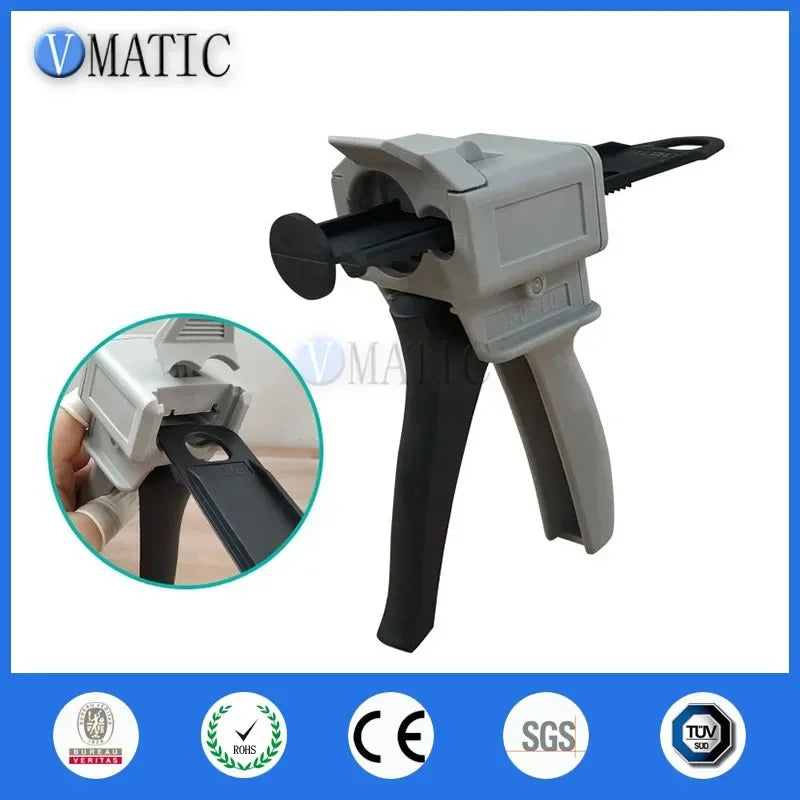 Free Shipping 50ml 10:1 Dual Manual Cartridge Caulking Plastic Dispenser Applicator 2 Part Epoxy Resin Caulk Mixing Gun