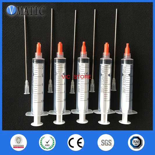 Free Shipping Quality Assurance 5Sets 10Cm Tubing Length 16G Blunt Tip 5Pcs 10Cc Syringe And Red Syringe Tips