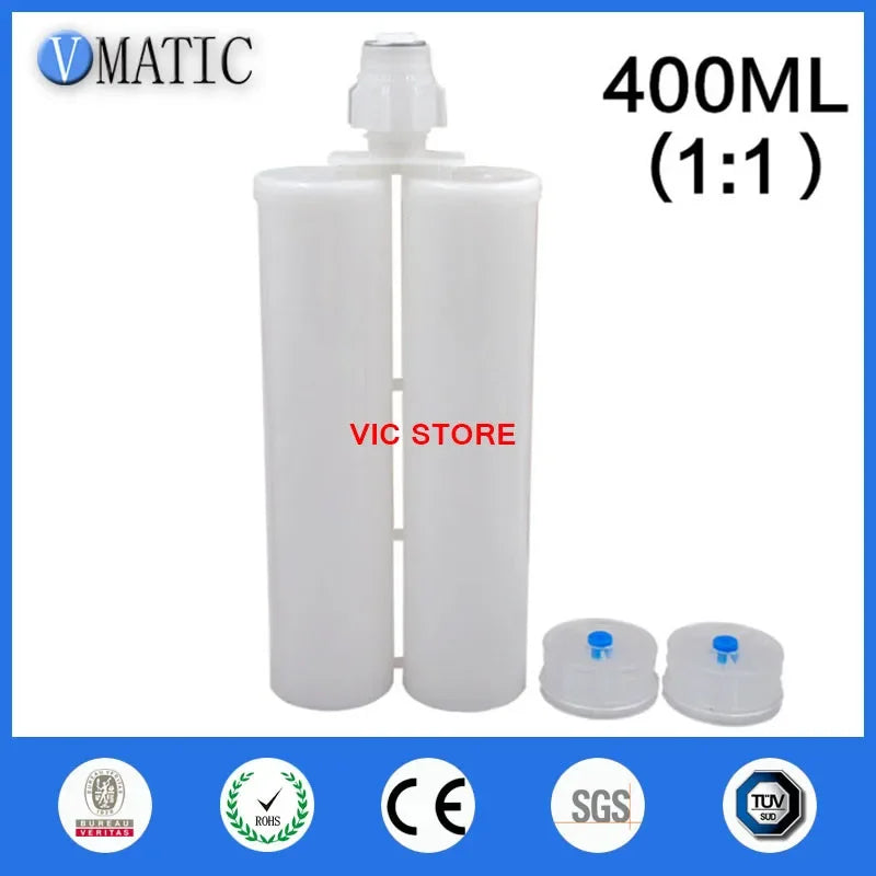 Free Shipping Two Component Cartridge 1:1 For 400ml/cc Dispensing Dispenser Gun Cartridge With Static Mixer