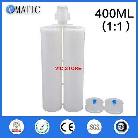 Free Shipping Two Component Cartridge 1:1 For 400ml/cc Dispensing Dispenser Gun Cartridge With Static Mixer