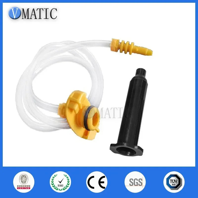 Free Ship EFD 5 10 30 55 Cc / Ml Pneumatic Black Syringe Barrel Valve Robot Fitting Adapter With Piston & Dispensing Needle Tip