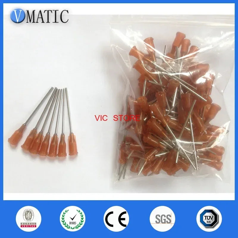 ‌Industrial-Grade Dispensing Needle Tips 15G | 1.5 Inch Amber POM Tips for UV Adhesive & Epoxy Resin (100-Pack, Luer Lock)‌