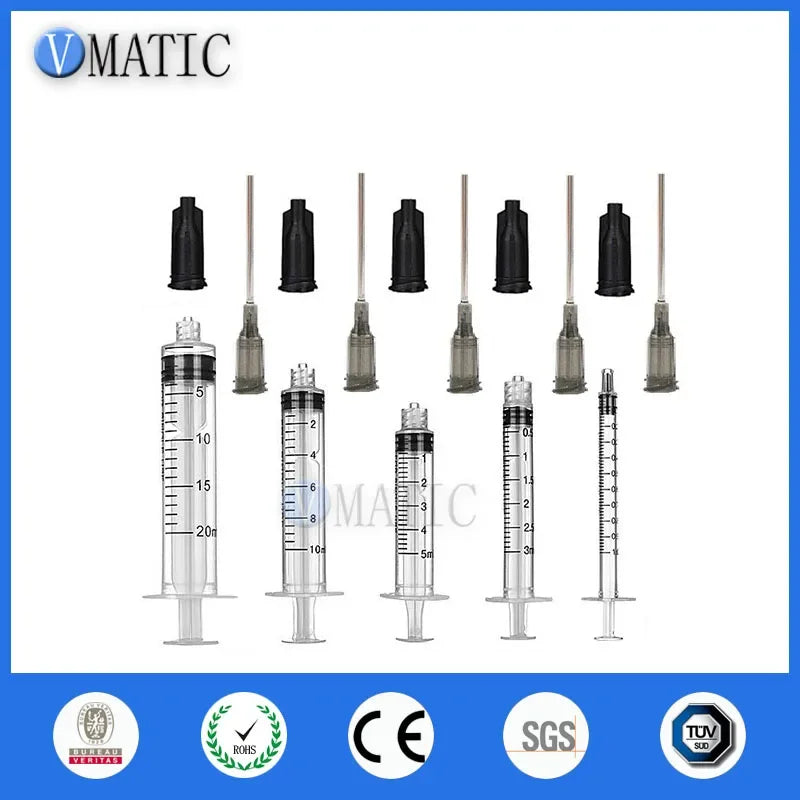 Free Shipping Plastic Dispensing Manual Syringe 1/3/5/10/20cc/ml With 16G 1.5'' 1-1/2 Inch Tubing Length Dispensing Needle Tips