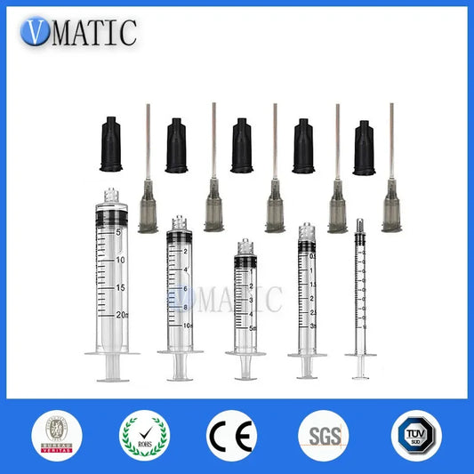 Free Shipping Plastic Dispensing Manual Syringe 1/3/5/10/20cc/ml With 16G 1.5'' 1-1/2 Inch Tubing Length Dispensing Needle Tips
