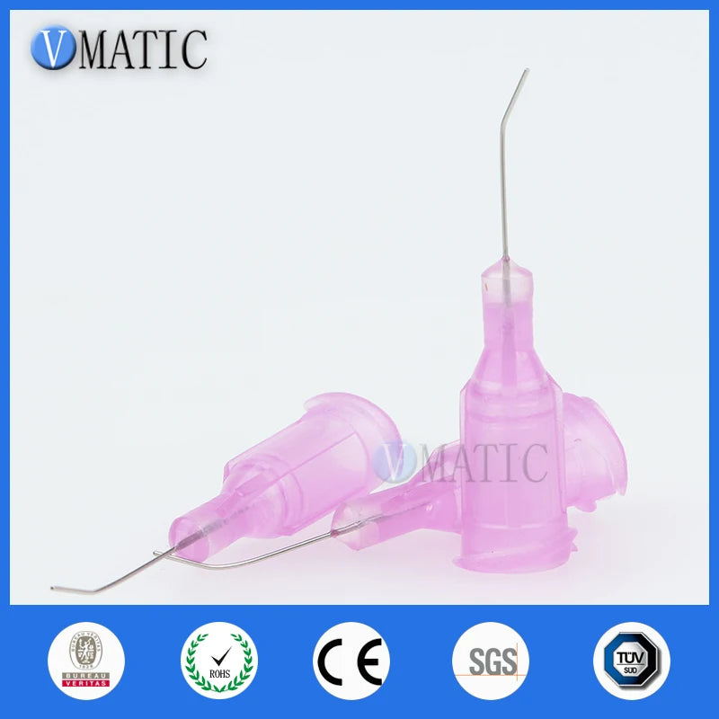 Free Shipping Non Sterilized 100Pc 30G Lavender 0.5'' Tubing 45 Degree Dispense Needle 1/2 Inch