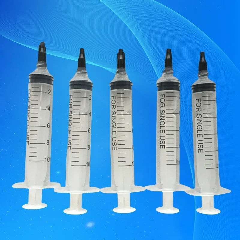 ‌10-Pack 5ml Manual Syringe Kit with Sealing Caps | Glue Dispenser for Nail Art/Epoxy Resin/Model Glue (Anti-Leak Design)‌