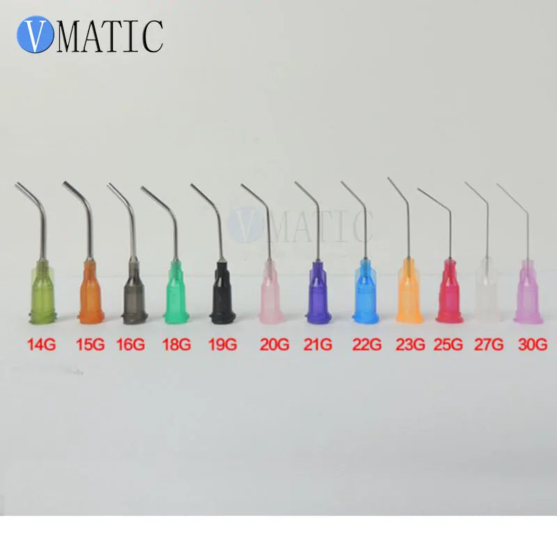 High Quality 45 Degree 14-27G 1 Inch Te Bent Dispensing Tips Dispenser Needle For Dispensing Syringe